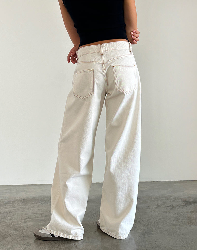 Image de Roomy Extra Wide Low Rise Jeans en Off White (blanc cassé)