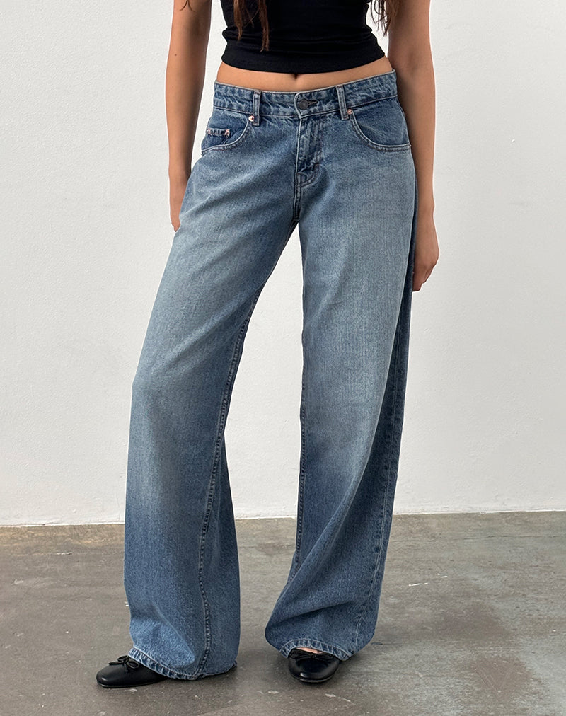 Jean à taille basse extra-large Roomy en bleu poudré