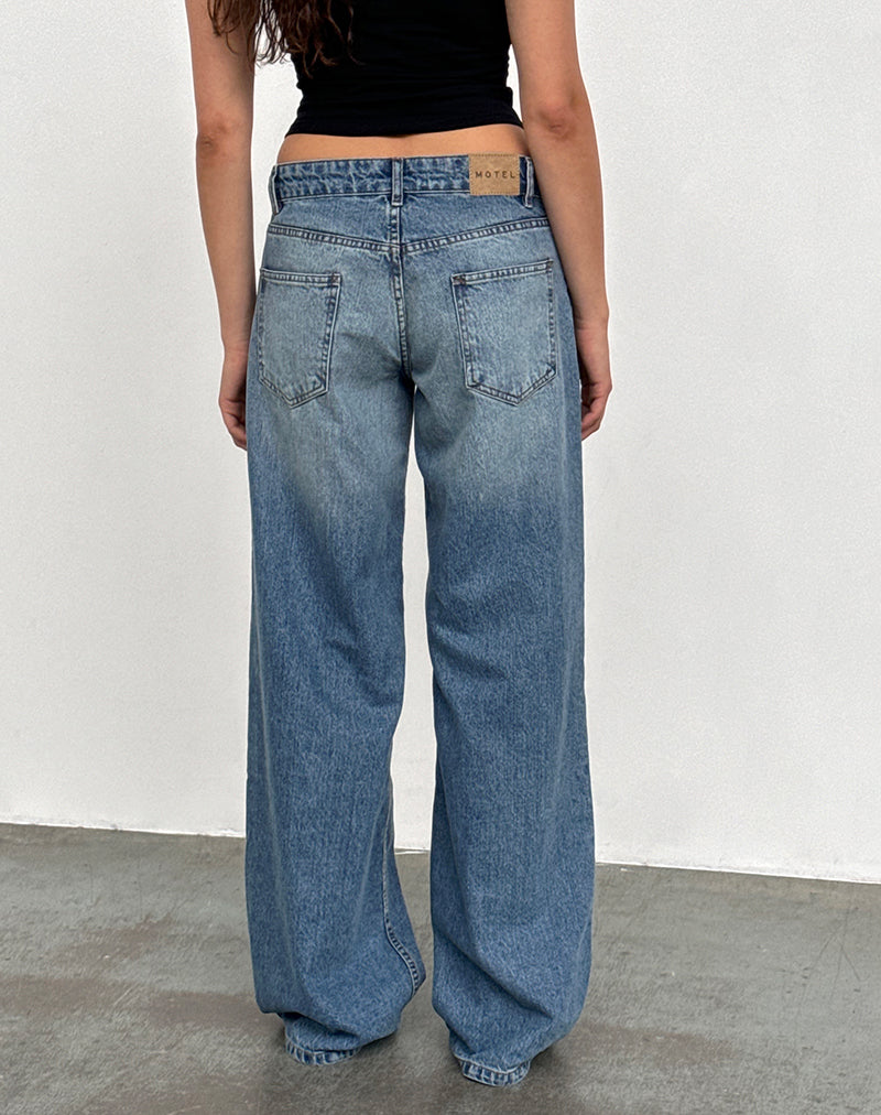 Jean à taille basse extra-large Roomy en bleu poudré