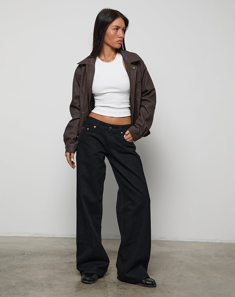 Image de Jeans Roomy à taille basse en Rinse Black