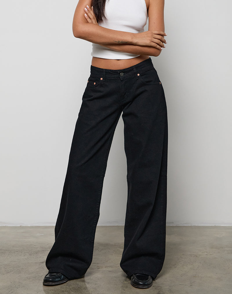 Image de Jeans Roomy à taille basse en Rinse Black