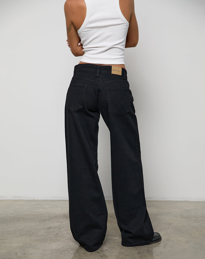 Image de Jeans Roomy à taille basse en Rinse Black