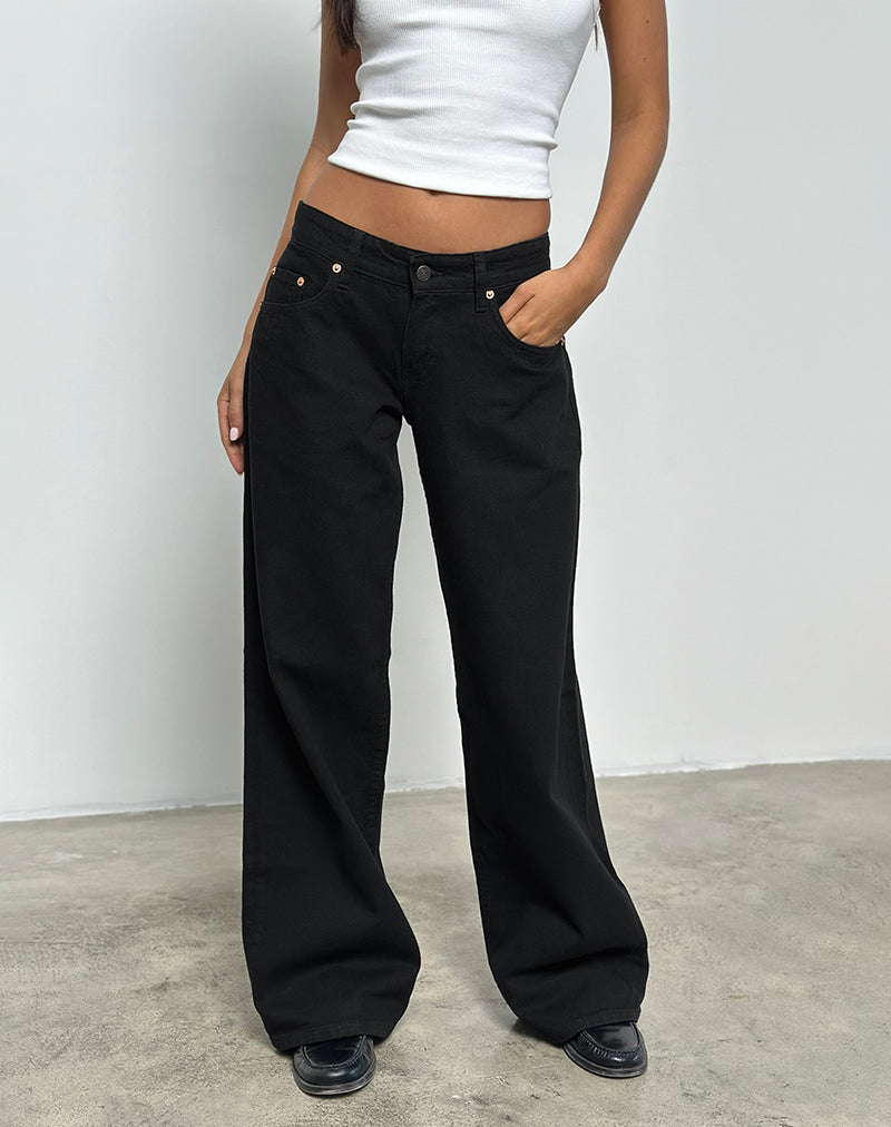 Image de Jeans Roomy à taille basse en Rinse Black