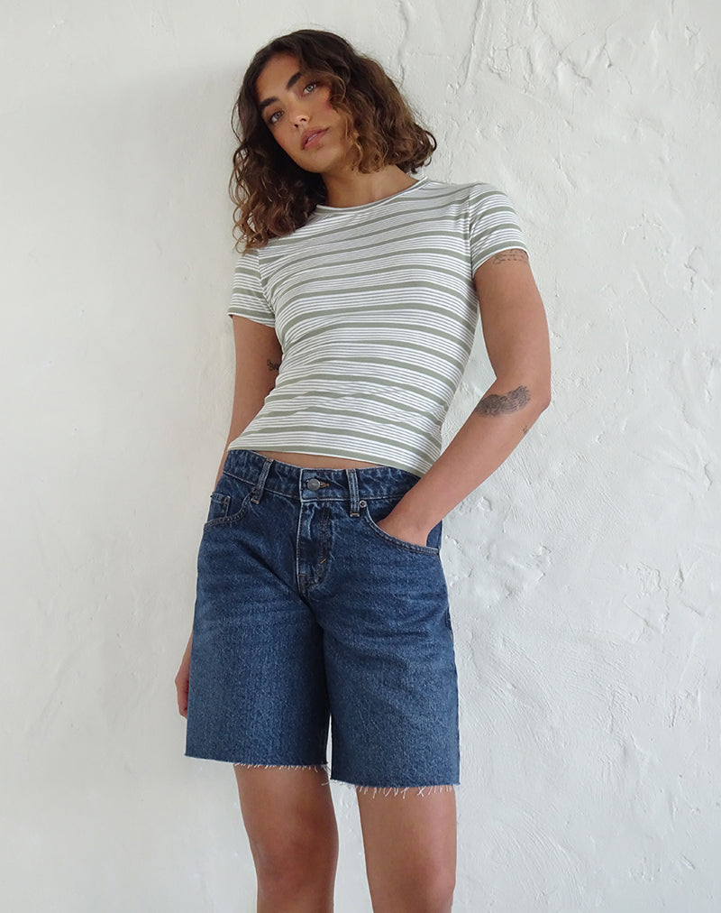 Short ample à taille basse en bleu moyen Used