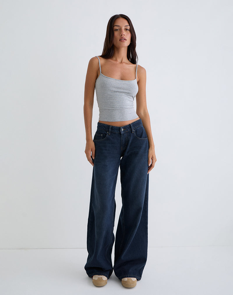 Jean spacieux à taille basse, bleu fumé