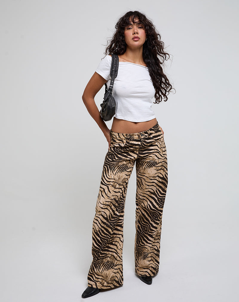 Pantalon ample à taille basse, imprimé animaux sauvages