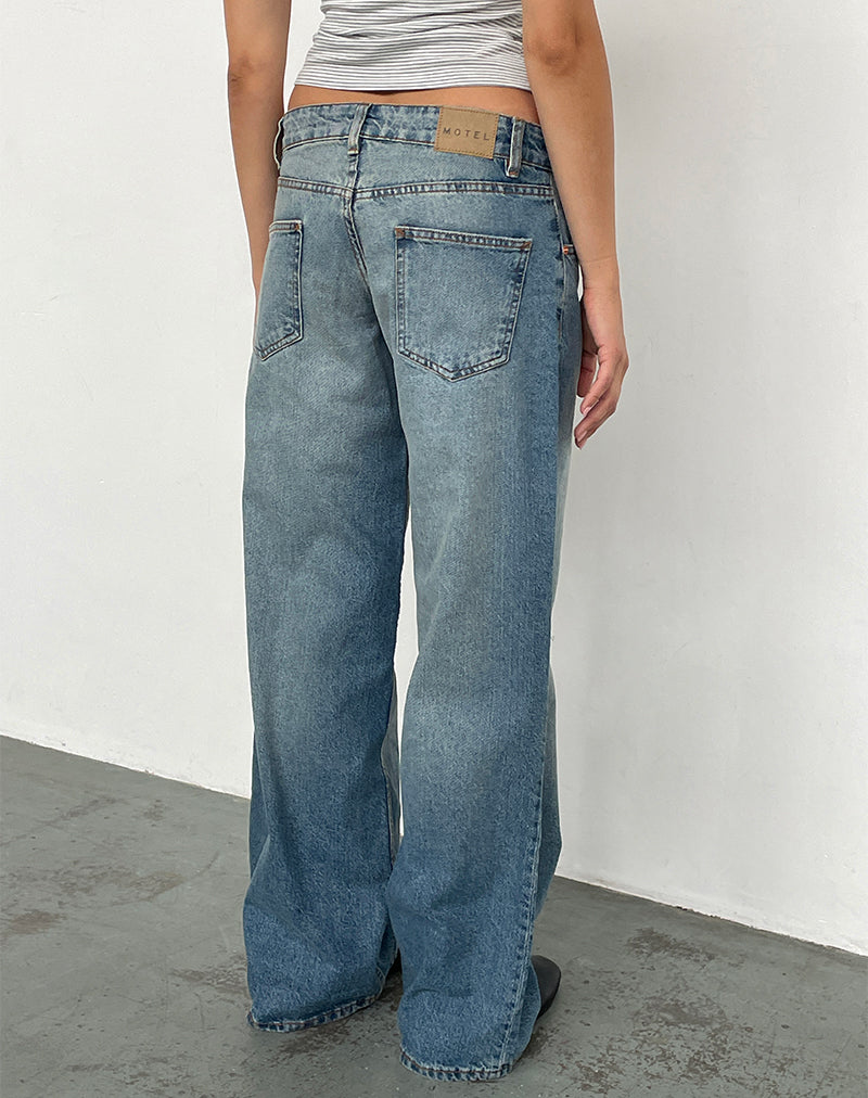 Image de Jeans Roomy à taille basse en Vintage Bleach