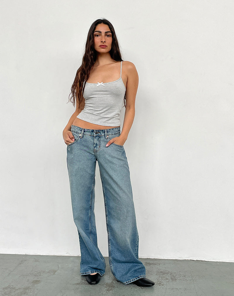 Image de Jeans Roomy à taille basse en Vintage Bleach
