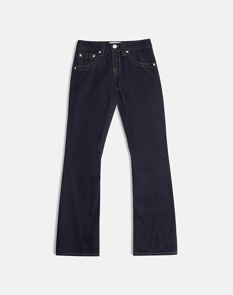 Image de la taille basse Jeans à coutures torsadées en Rinse