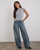 Image de Jeans larges et décolletés en bleu vintage vert