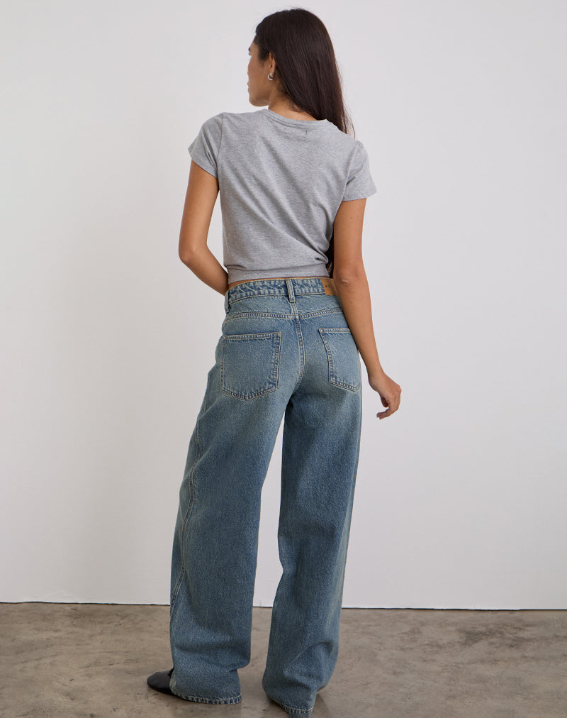 Image de Jeans larges et décolletés en bleu vintage vert