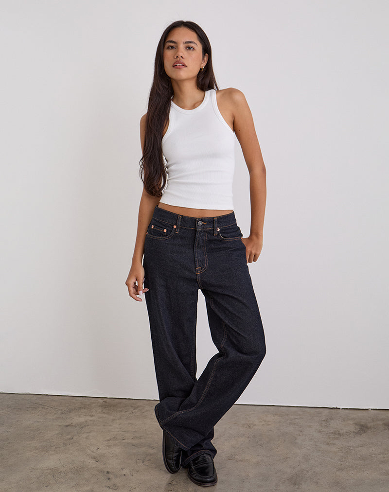 Jean parallèle slim à taille basse, indigo
