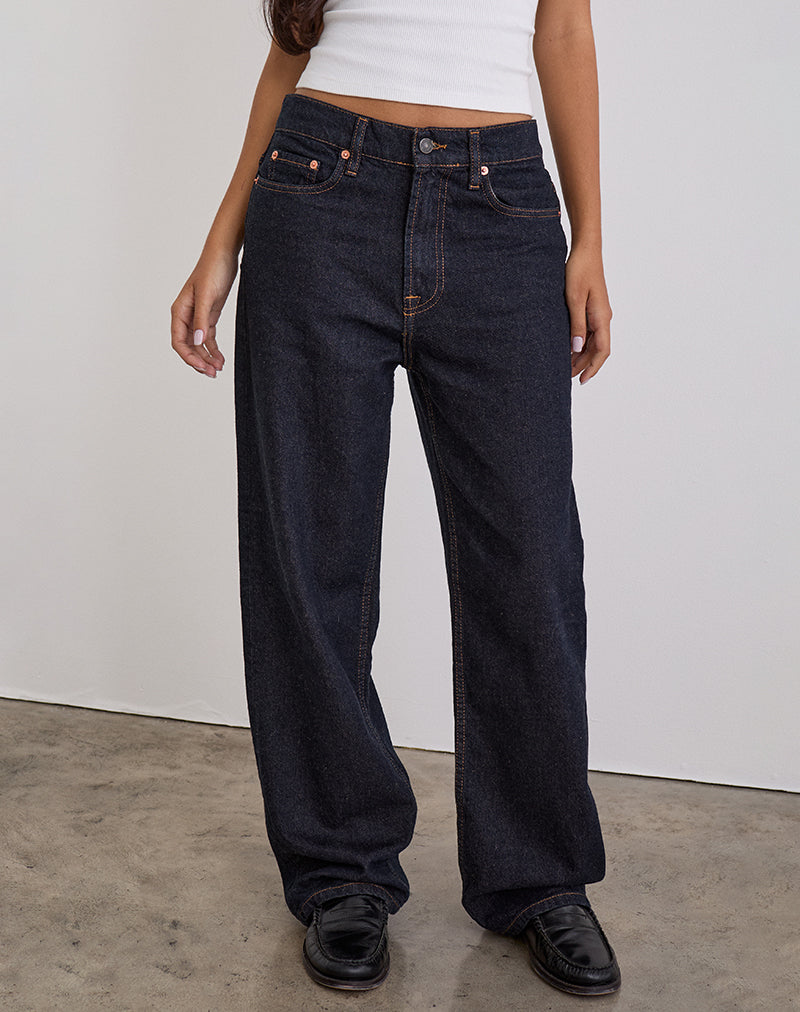 Jean parallèle slim à taille basse, indigo
