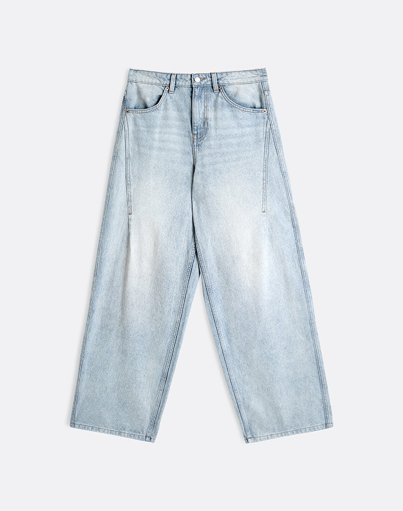 Image de Jeans Roomy à taille basse, lavage bleu brise