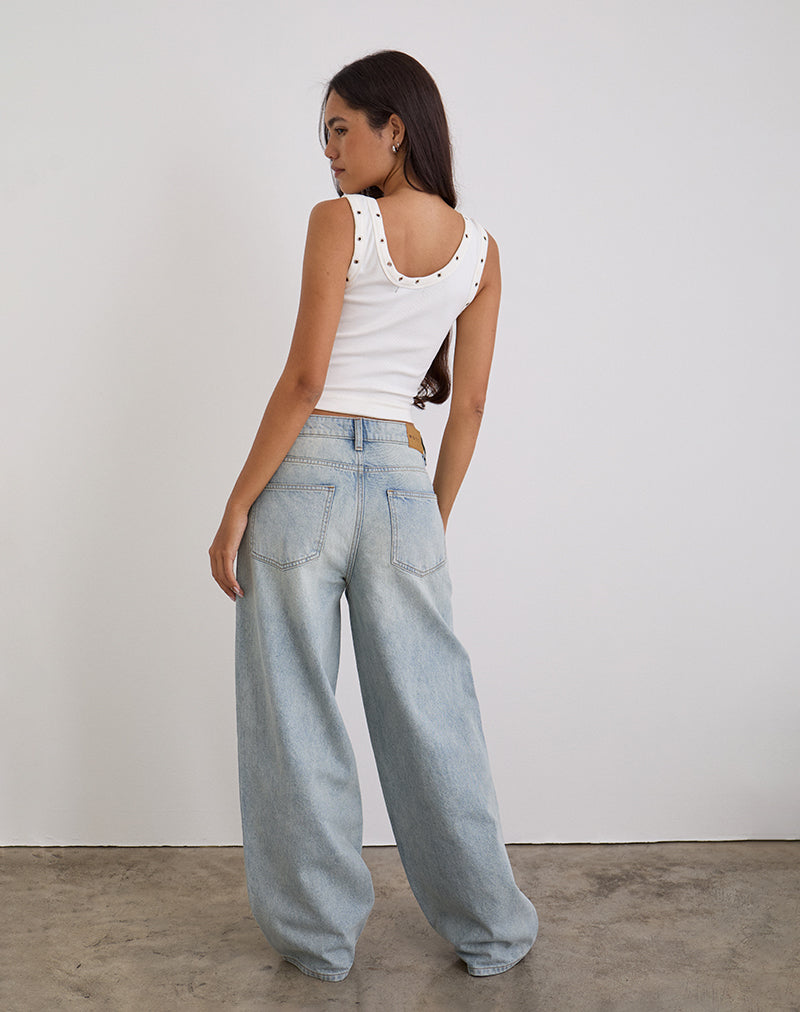 Image de Jeans Roomy à taille basse, lavage bleu brise