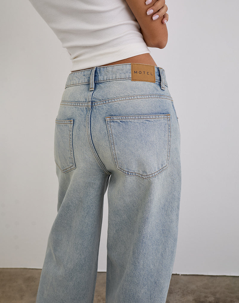 Image de Jeans Roomy à taille basse, lavage bleu brise