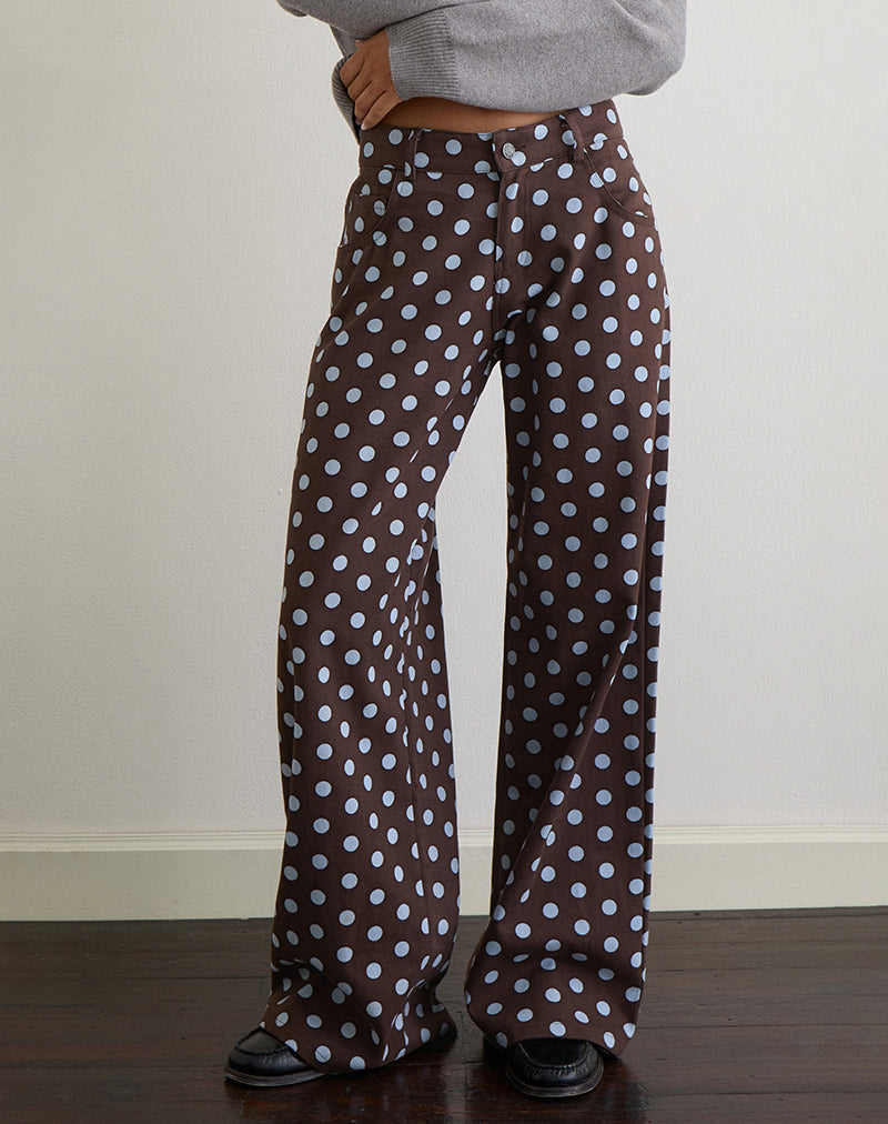 Image of Low Rise Roomy Trouser in Mono Polka Brown