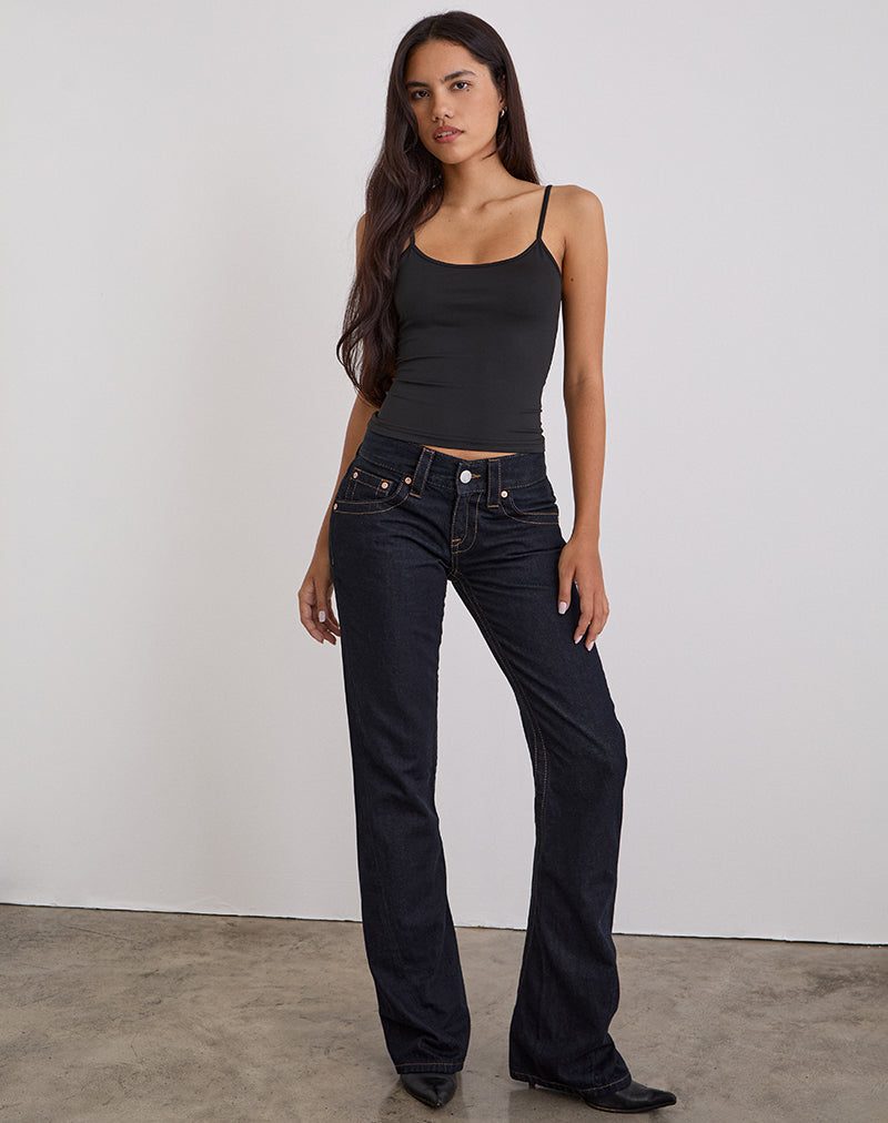 Image de la taille basse Jeans à coutures torsadées en Rinse