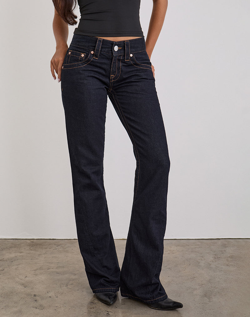 Image de la taille basse Jeans à coutures torsadées en Rinse