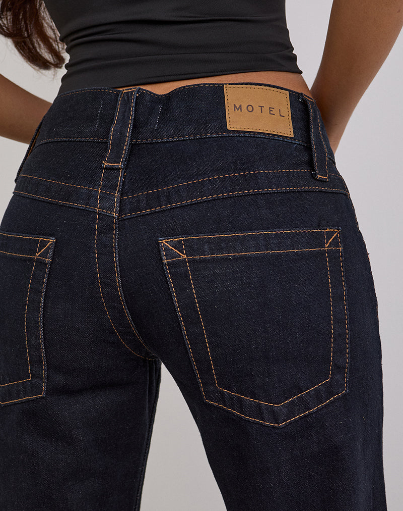 Image de la taille basse Jeans à coutures torsadées en Rinse