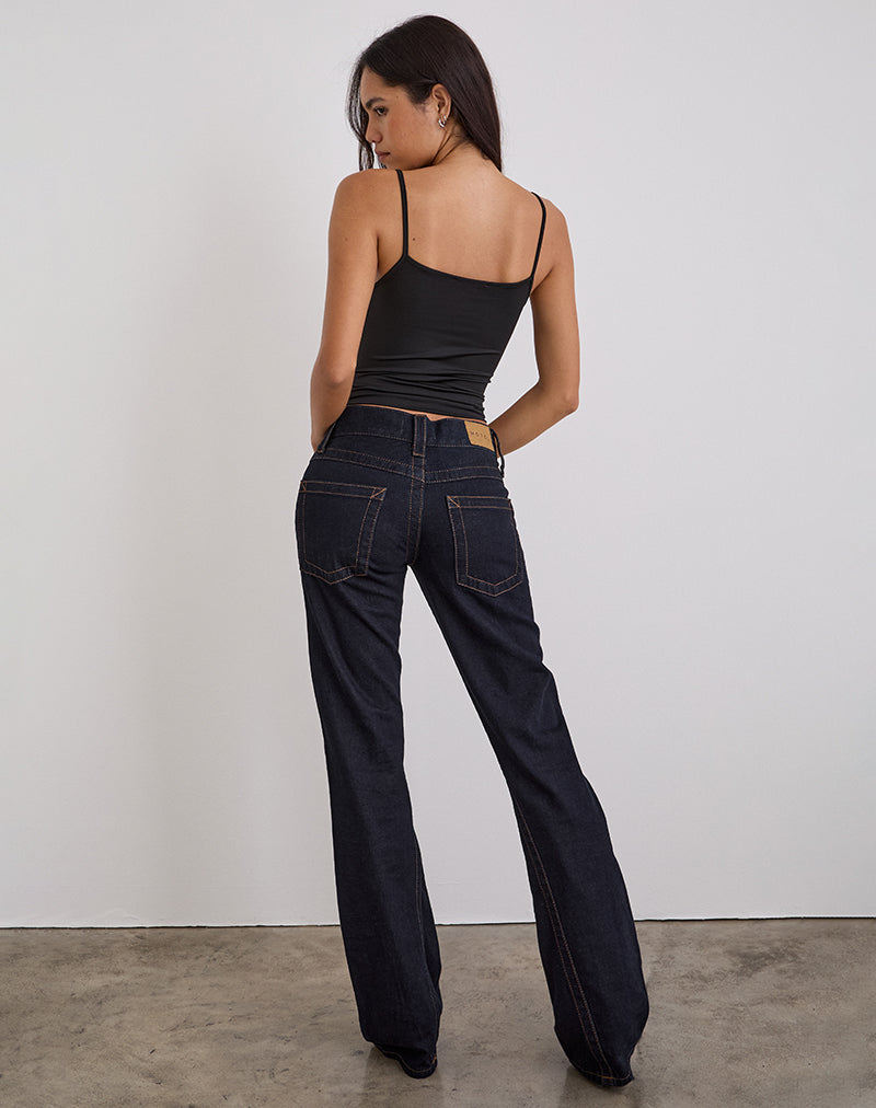 Image de la taille basse Jeans à coutures torsadées en Rinse