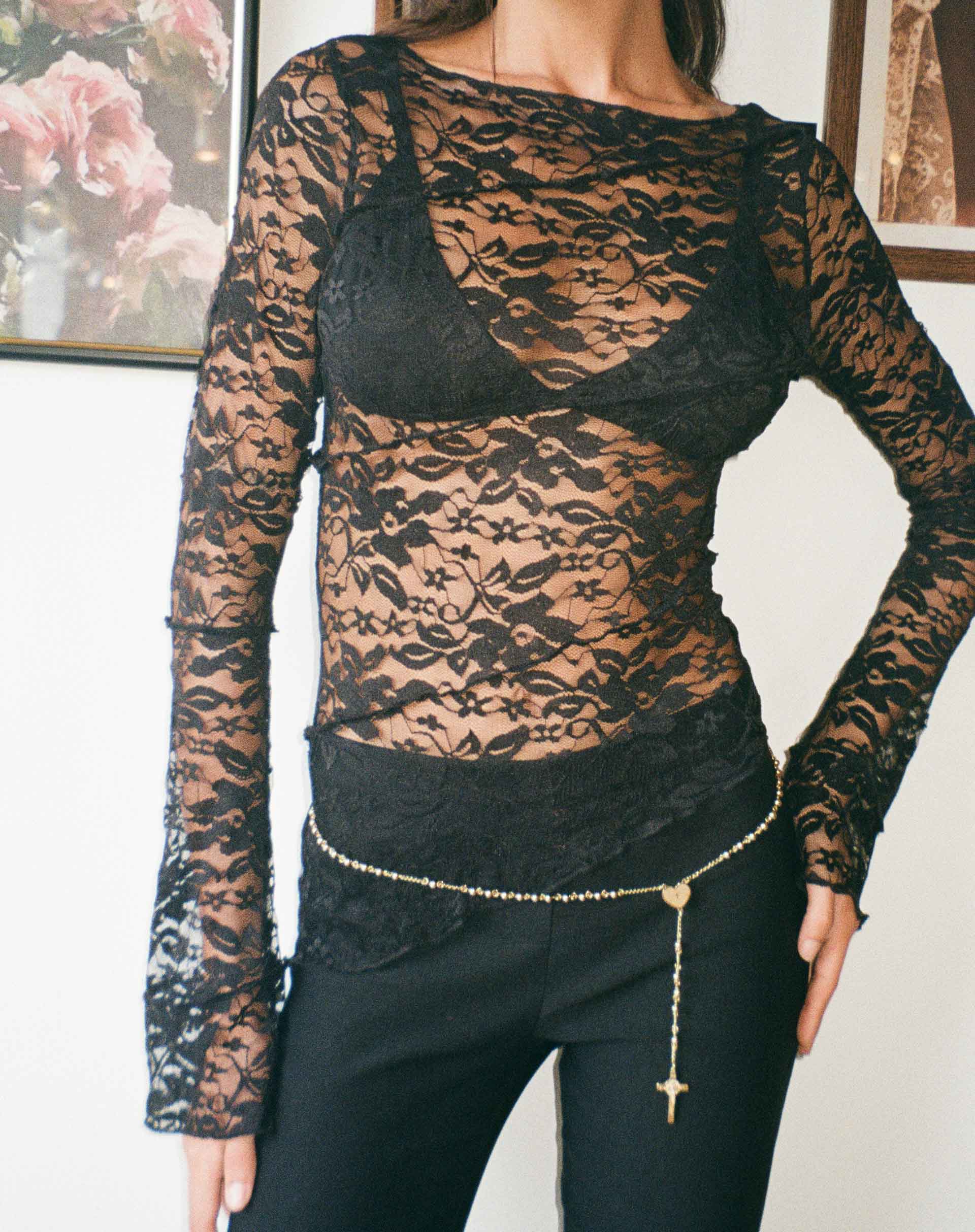 Image de Lubica Long Sleeve Top in Lace Black