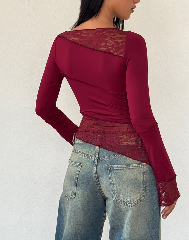 Image de Lucca Long Sleeve Top in Burgundy