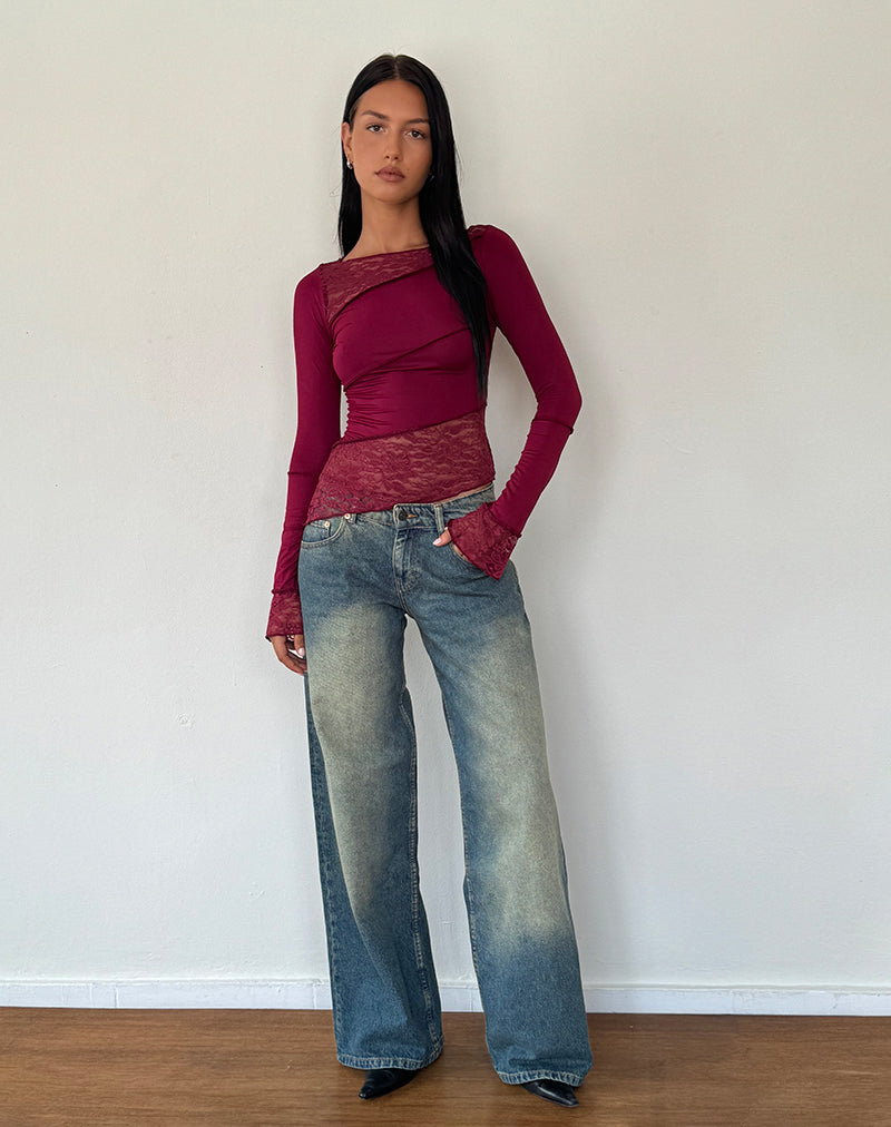 Image de Lucca Long Sleeve Top in Burgundy