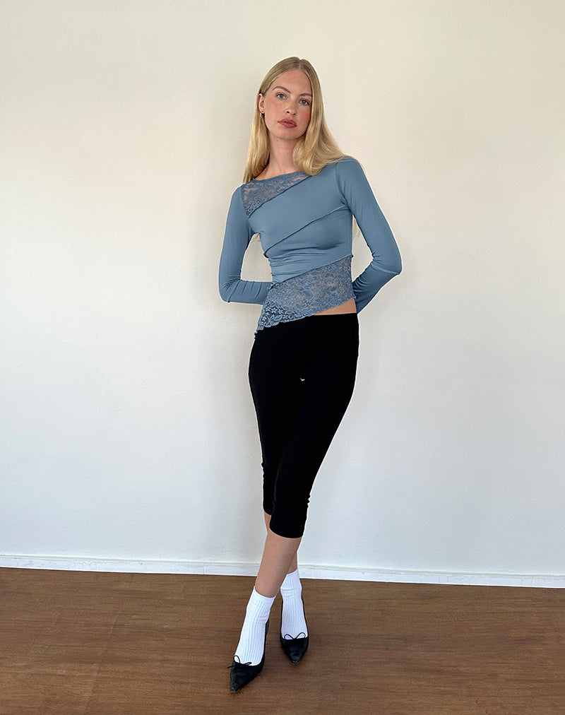 Image de Lucca Long Sleeve Top In Lace Steel Blue