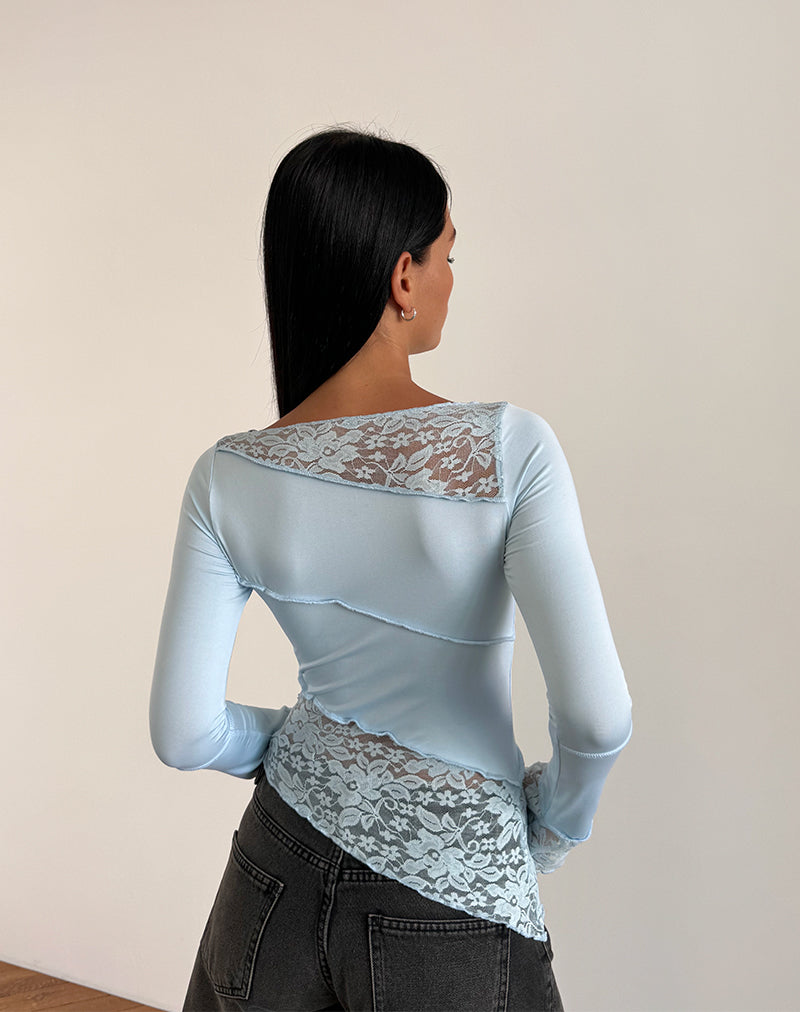 Image de Lucca Long Sleeve Top in Lace Light Blue