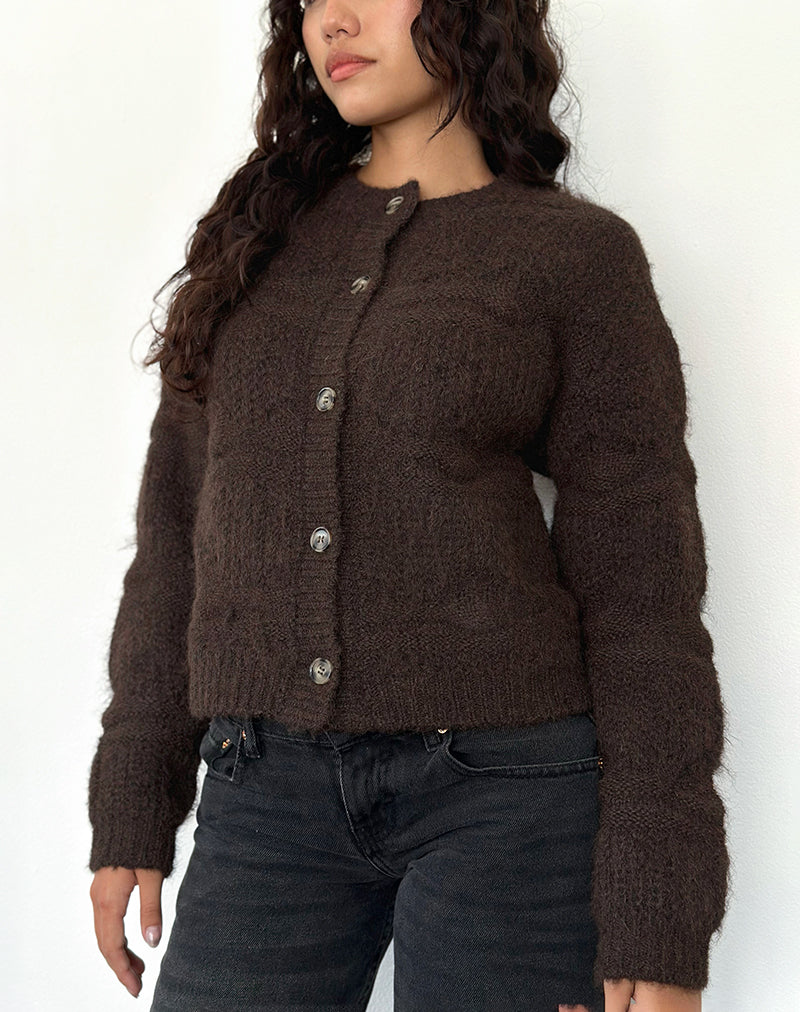 Image de Luciana Caraco en tricot texturé, marron foncé