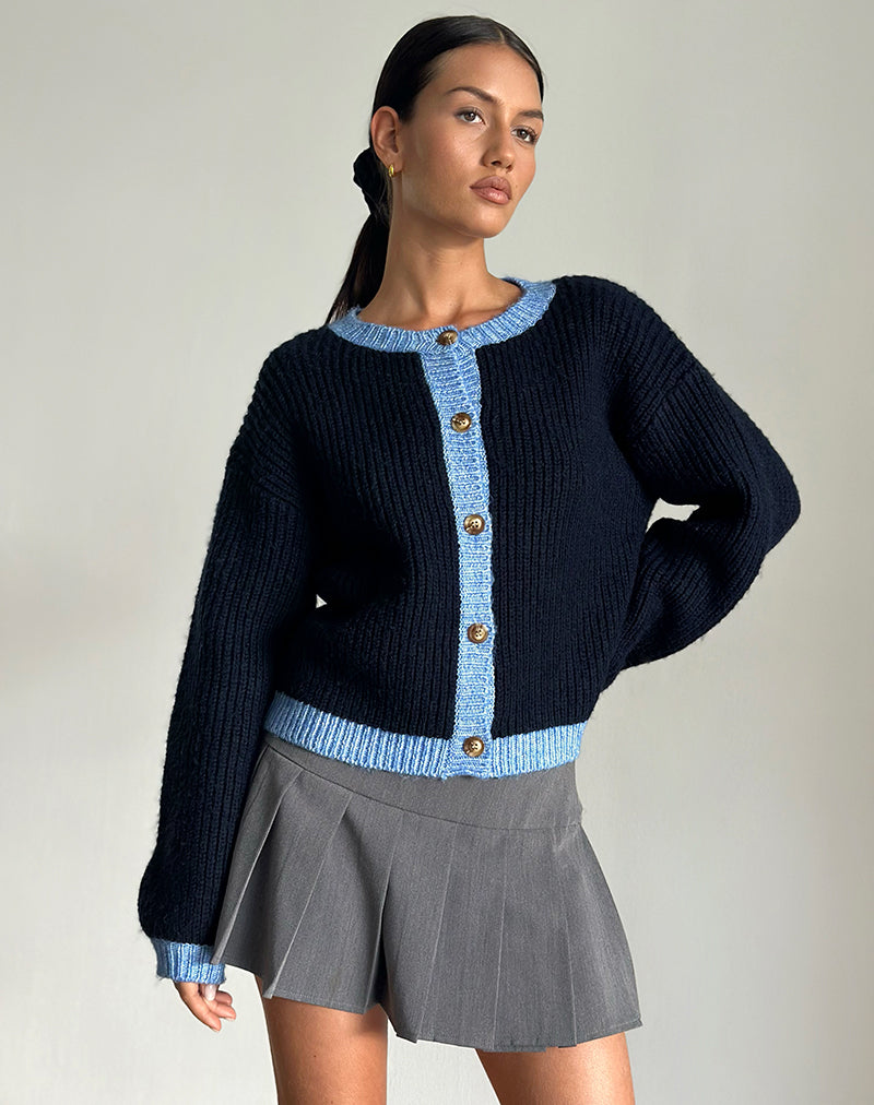 Image de Luciana Cardigan en marine contrastée