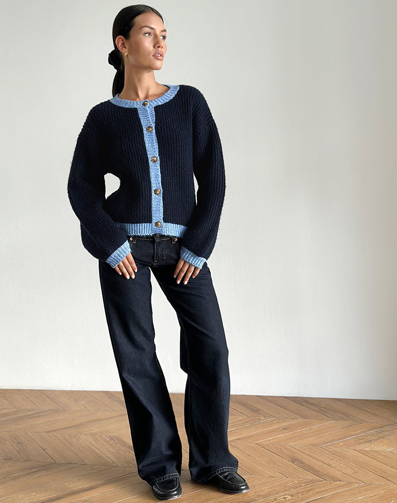 Image de Luciana Cardigan en marine contrastée