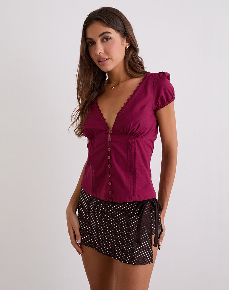 Jupe-short enveloppante Luel, Micro Polka Brown