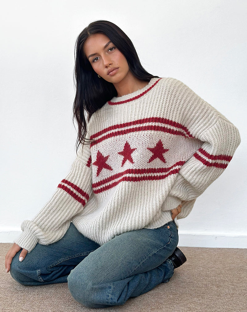 Pull oversize Lulees en avoine avec rayures étoilées
