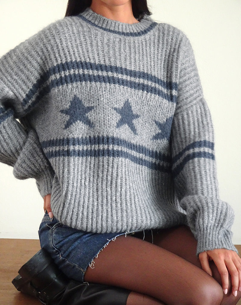 Image du pull Lulees à rayures étoilées gris