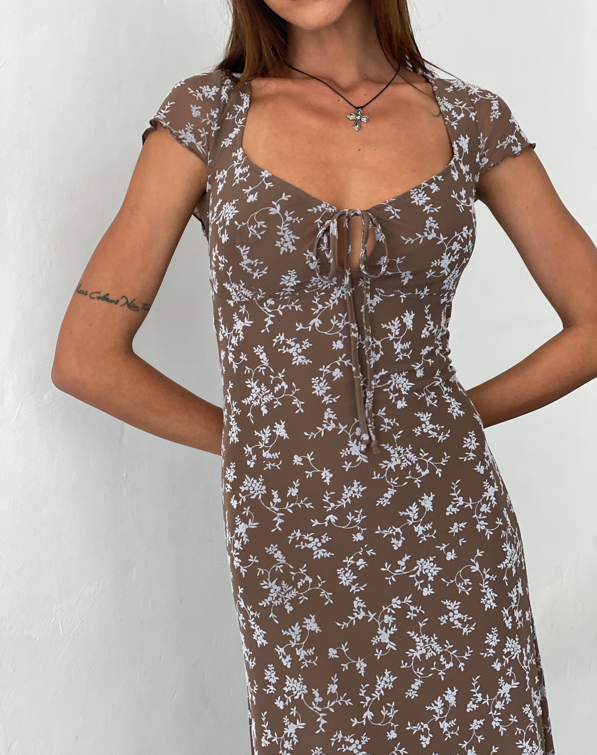Image de Lunama Midi Dress in Botanist Flock Dark Taupe