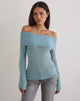 Image of Lune Bardot Jumper in Knit Blue