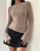 Image de Lunica Long Sleeve Jersey Top in Jaqcuard Light Taupe