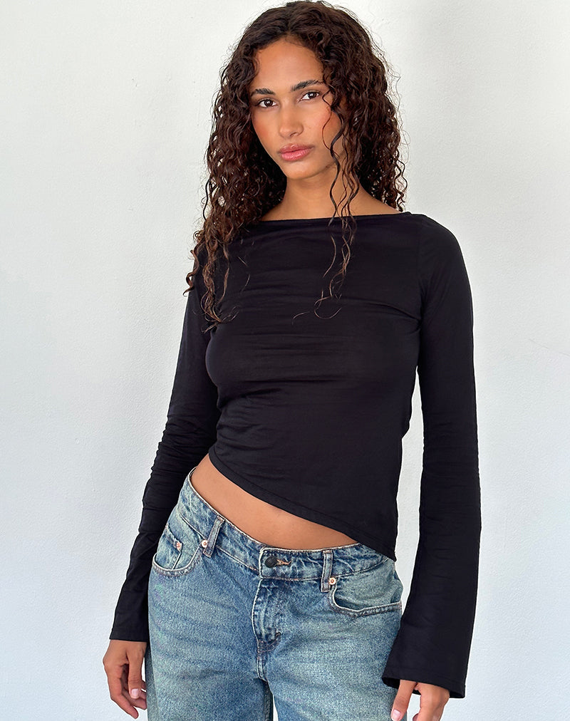 Image de Lunica Long Sleeve Top in Tissue Jersey Black