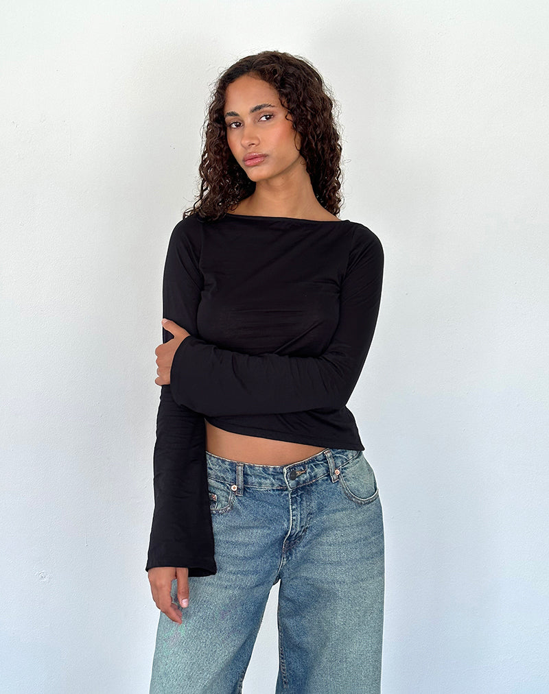 Image de Lunica Long Sleeve Top in Tissue Jersey Black