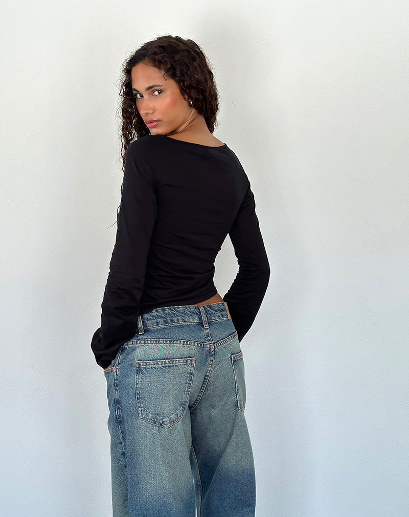Image de Lunica Long Sleeve Top in Tissue Jersey Black