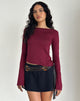 Image de Lunica Long Sleeve Jersey Top in Burgundy