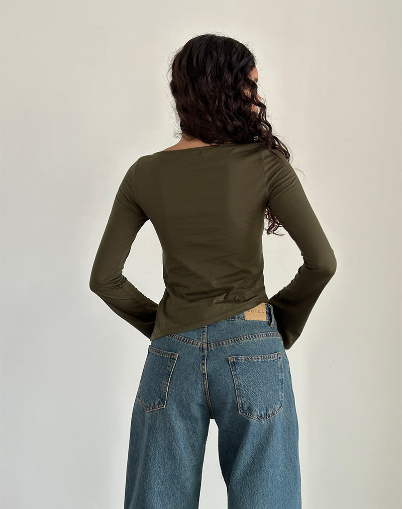 Image de Lunica Top in Tissue Jersey Olive
