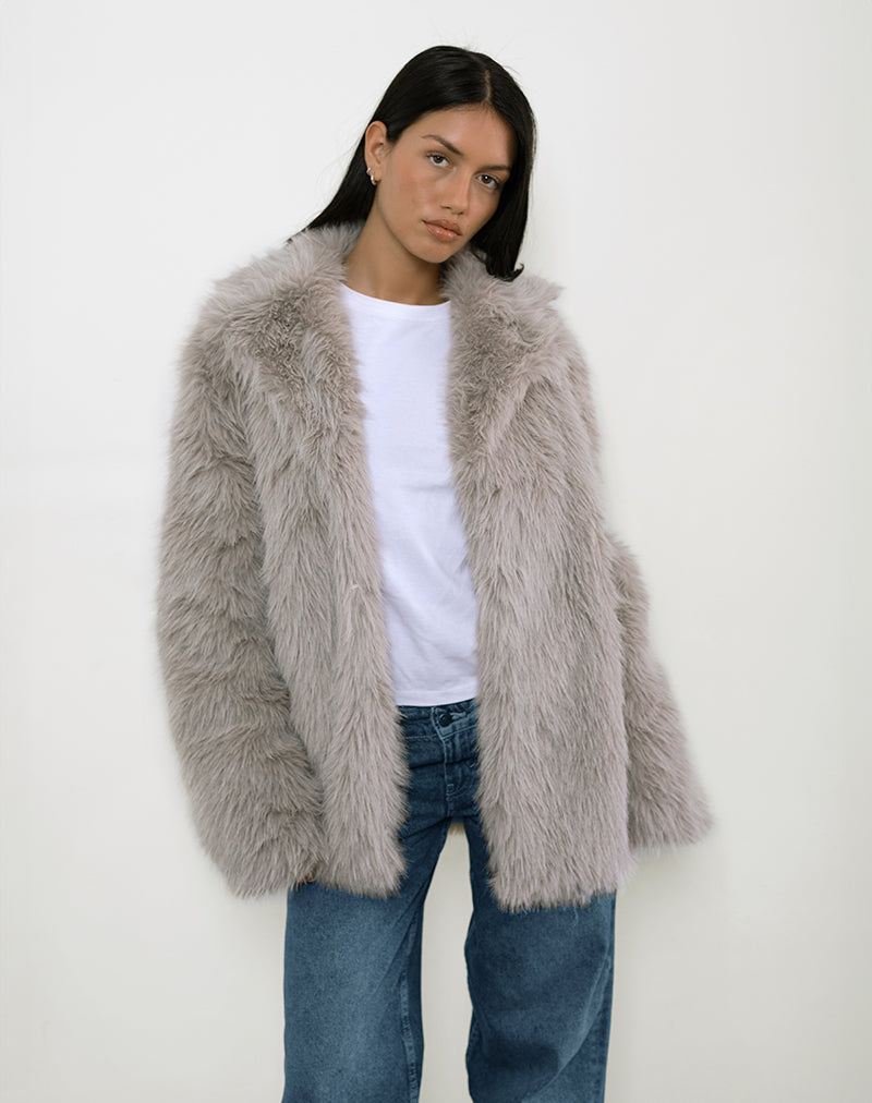 Veste Lupita en fausse fourrure Taupe