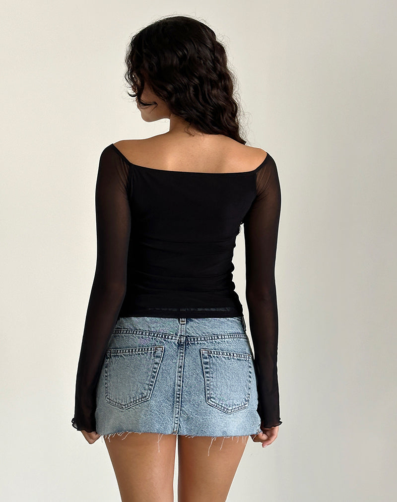 Image de Lutana Bardot Top in Mesh Black