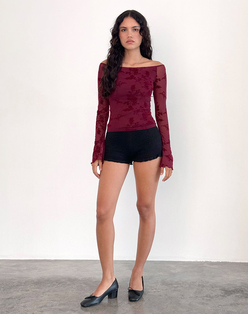 Image de Lutana Top in Botanical Flower Maroon