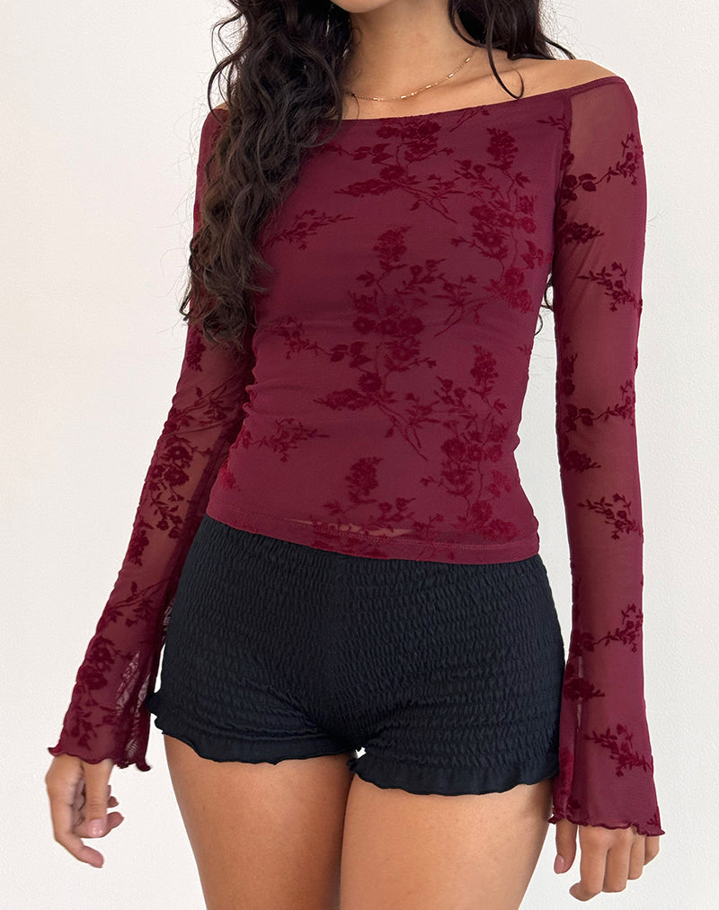 Image de Lutana Top in Botanical Flower Maroon