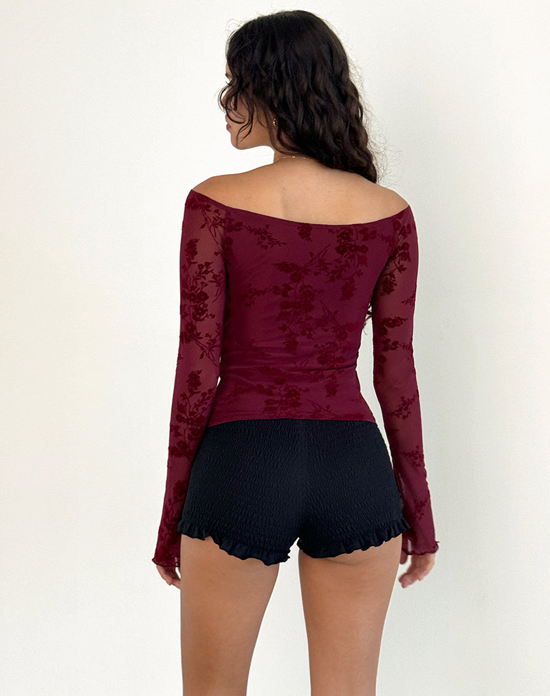 Image de Lutana Top in Botanical Flower Maroon