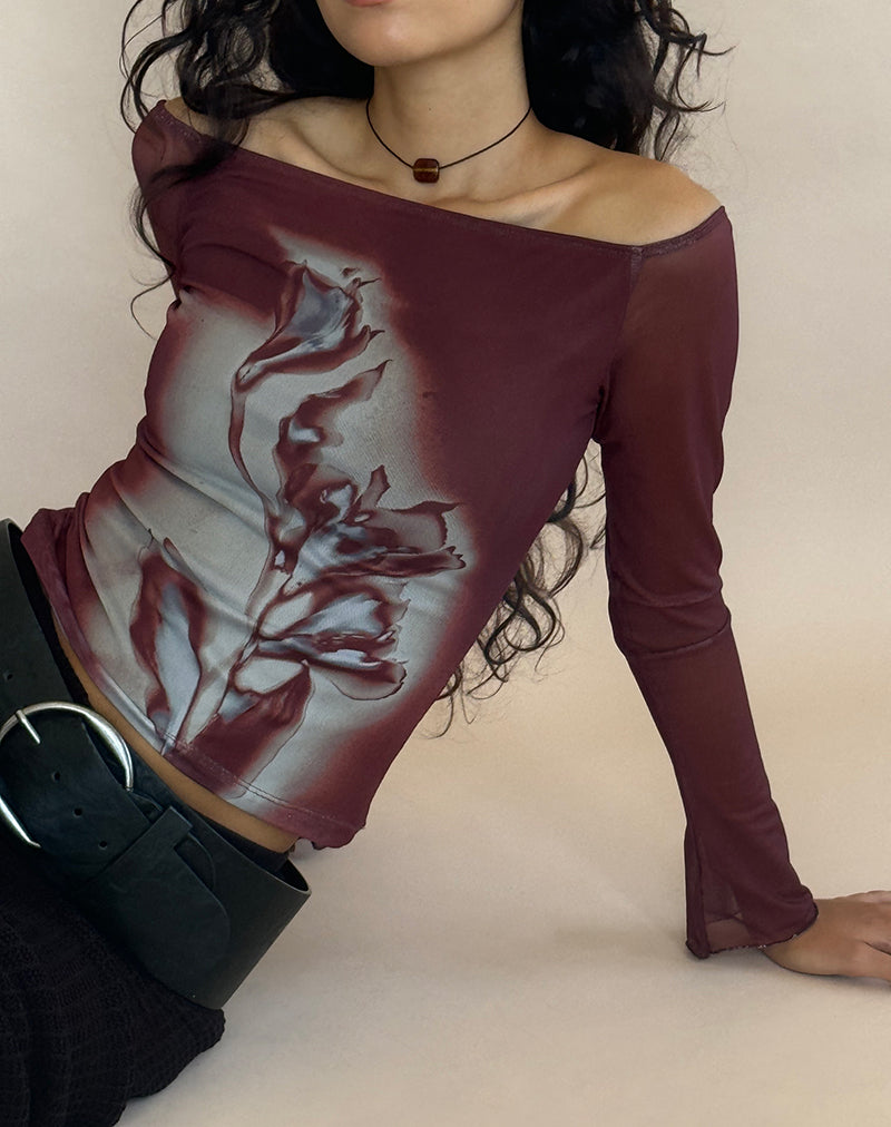 Image de Lutana Bardot Top in Lumen Mesh Brown